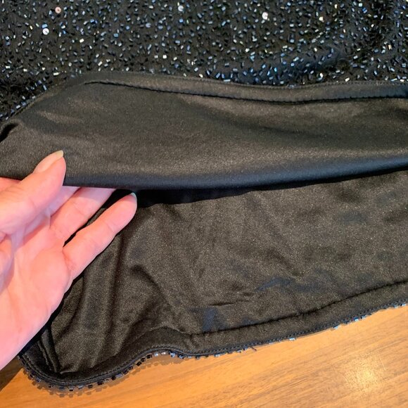 Laurence Kazar evening top, black, fully beaded, lined, EUC, sz M, sleeveless - Picture 7 of 16